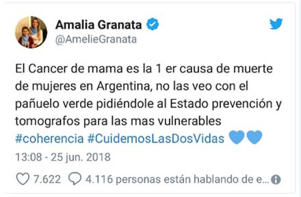 tweet de amalia granata